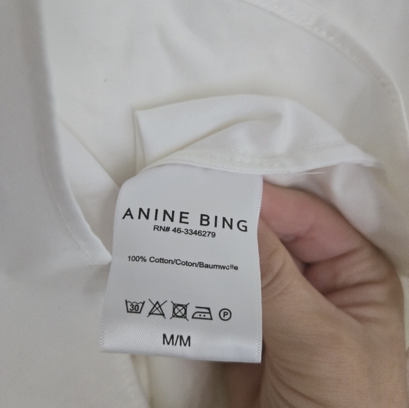 Anine Bing Women's White Mika button up poplin cotton shirt medium NWT - Picture 8 of 11